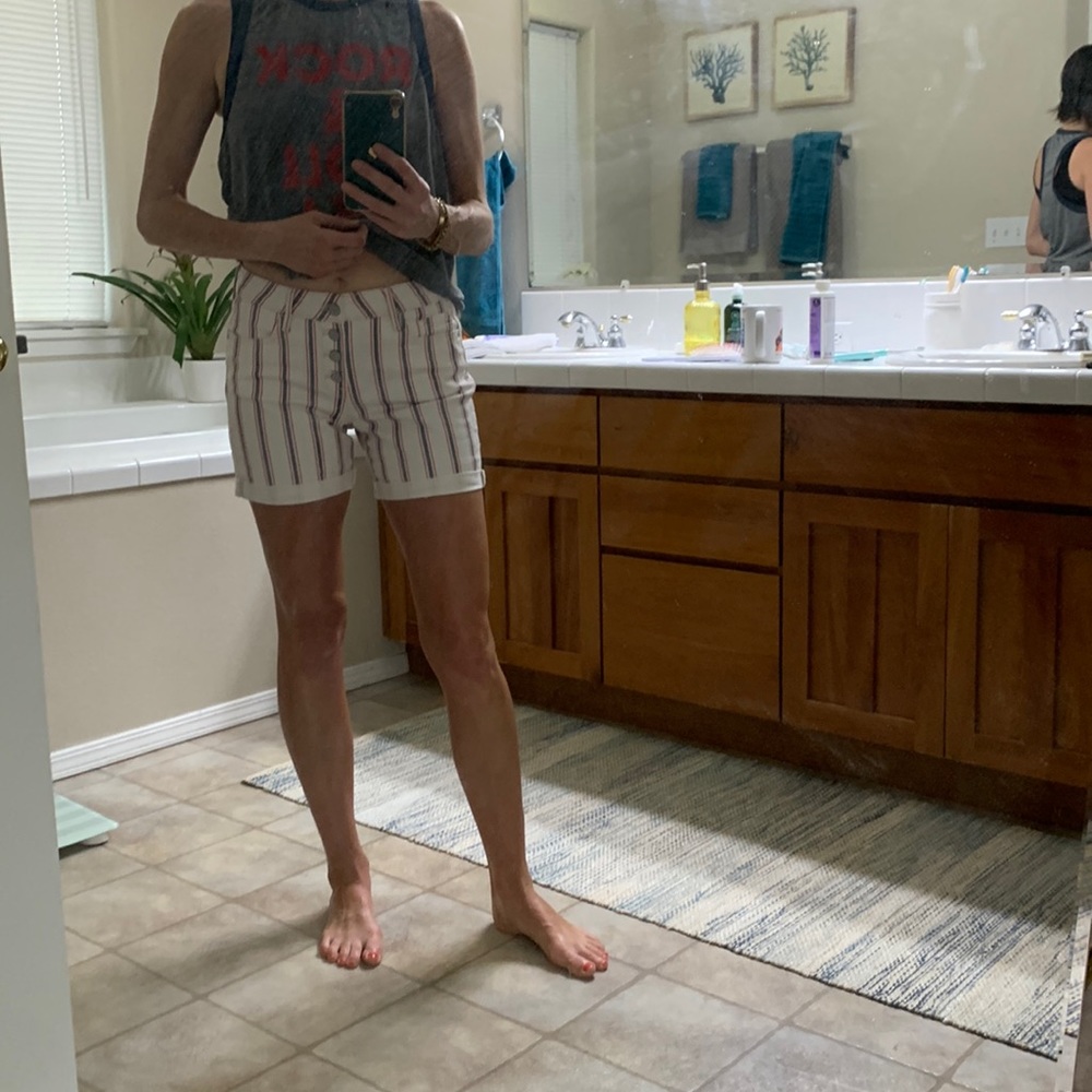 Striped denim shorts Red white & blue